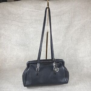 Vintage Brighton Black Leather Shoulder Bag Y2K‎ Heart Charm